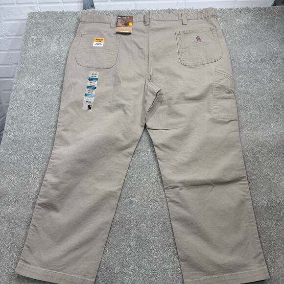 Carhartt NWT Rugged Flex Relaxed Fit Canvas Work Pants Khaki Mens 48x30 Workwear - Picture 3 of 15